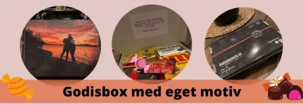 Skicka godis i box med eget tryck